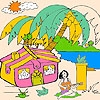 Play Hawaiian girl  and birds coloring