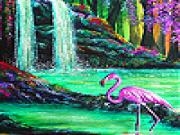 Play Flamingo in waterfall slide puzzle