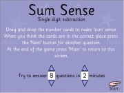 Play Sun sense single digit substraction